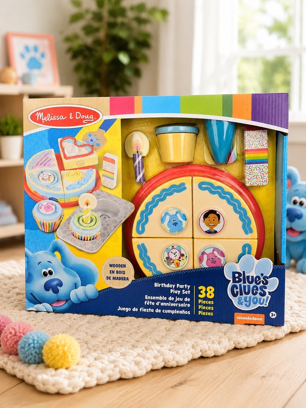 Melissa & Doug Blues Clues Birthday Party Cake Wooden Play Set 38 Piece NWT‎